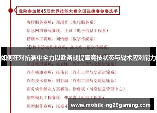 如何在对抗赛中全力以赴备战提高竞技状态与战术应对能力 如何在对抗赛中全力以赴备战提高竞技状态与战术应对能力